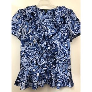 Women’s Ralph Lauren Blue Ruffled Top